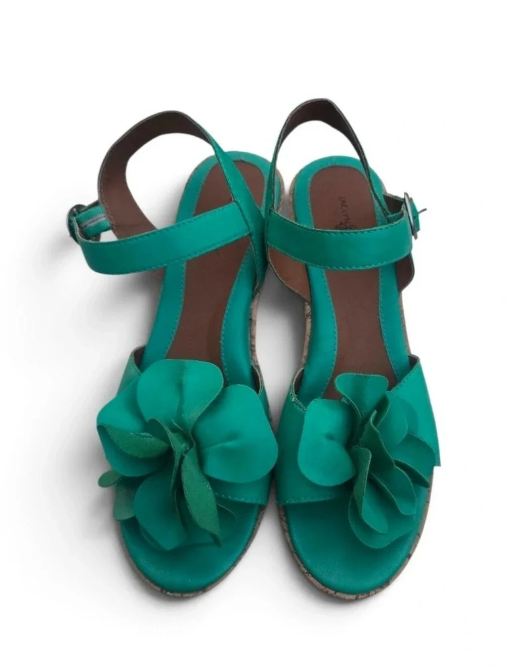 Jaclyn Smith Teal Floral Wedge Sandals